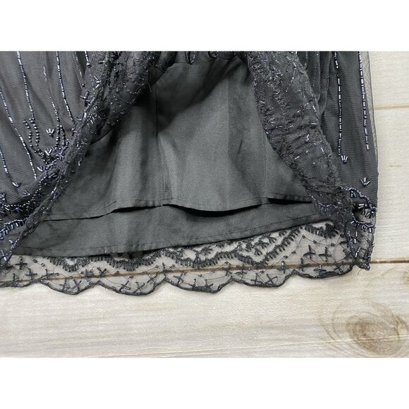 Vtg Phool Dress XL Little Black Beaded Overlay Lined Party 50's Retro Look NEW! - Picture 12 of 12